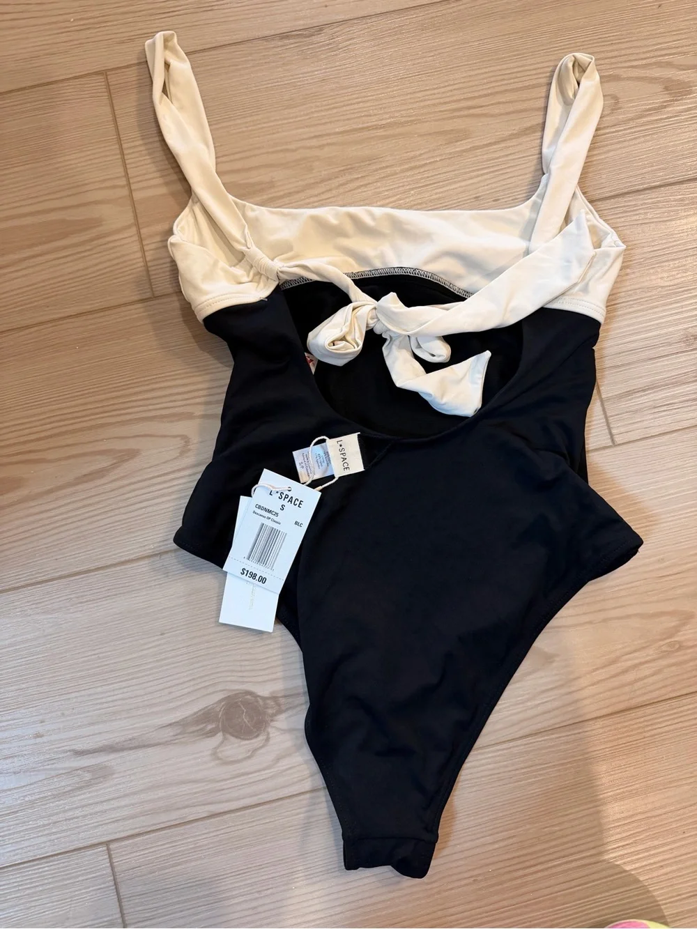 l*space Black and Cream Colorblock One-Piece Swimsuit